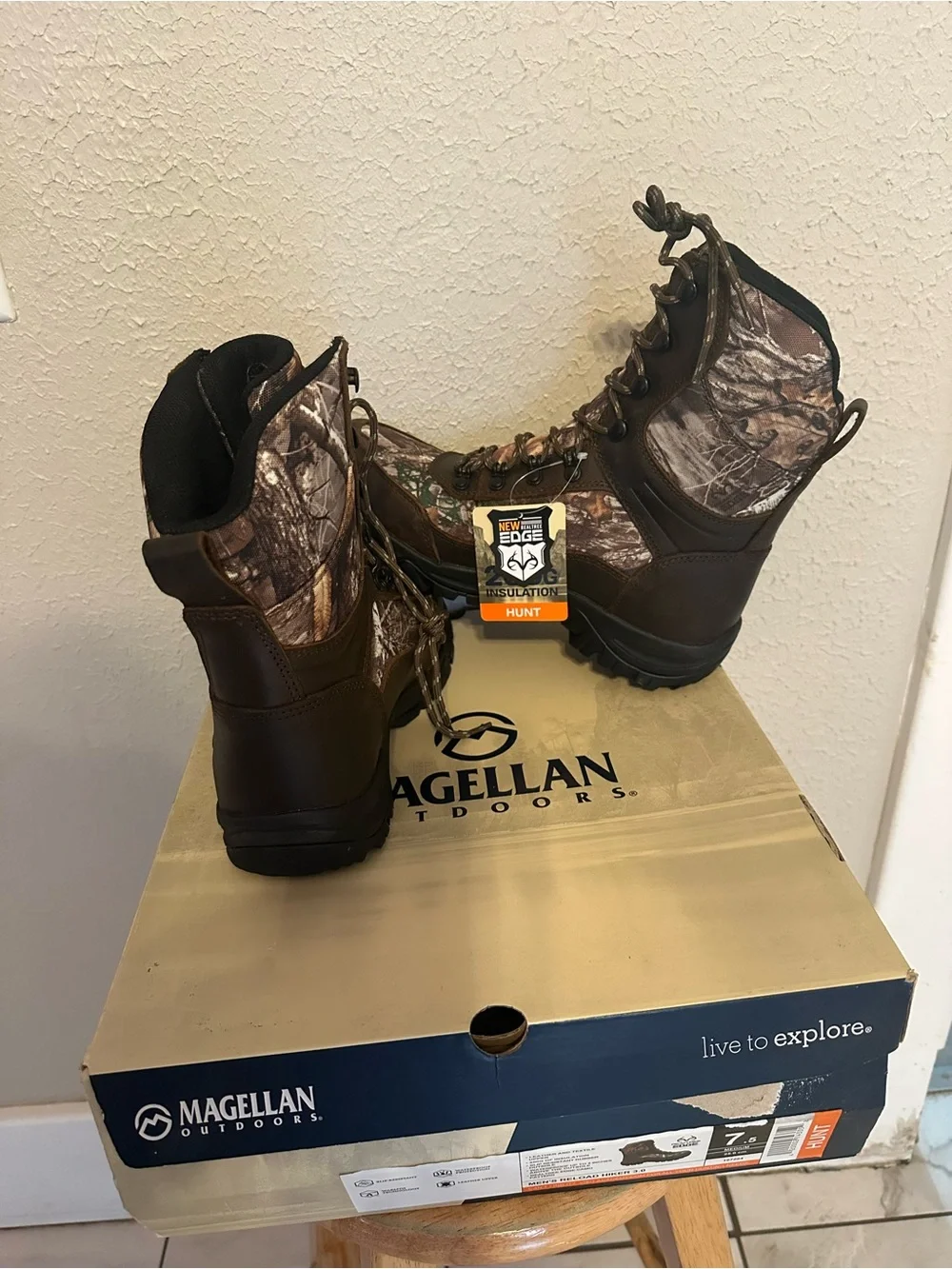 Magellan Outdoors Men's Brown Camouflage Hunting Boots size 7.5